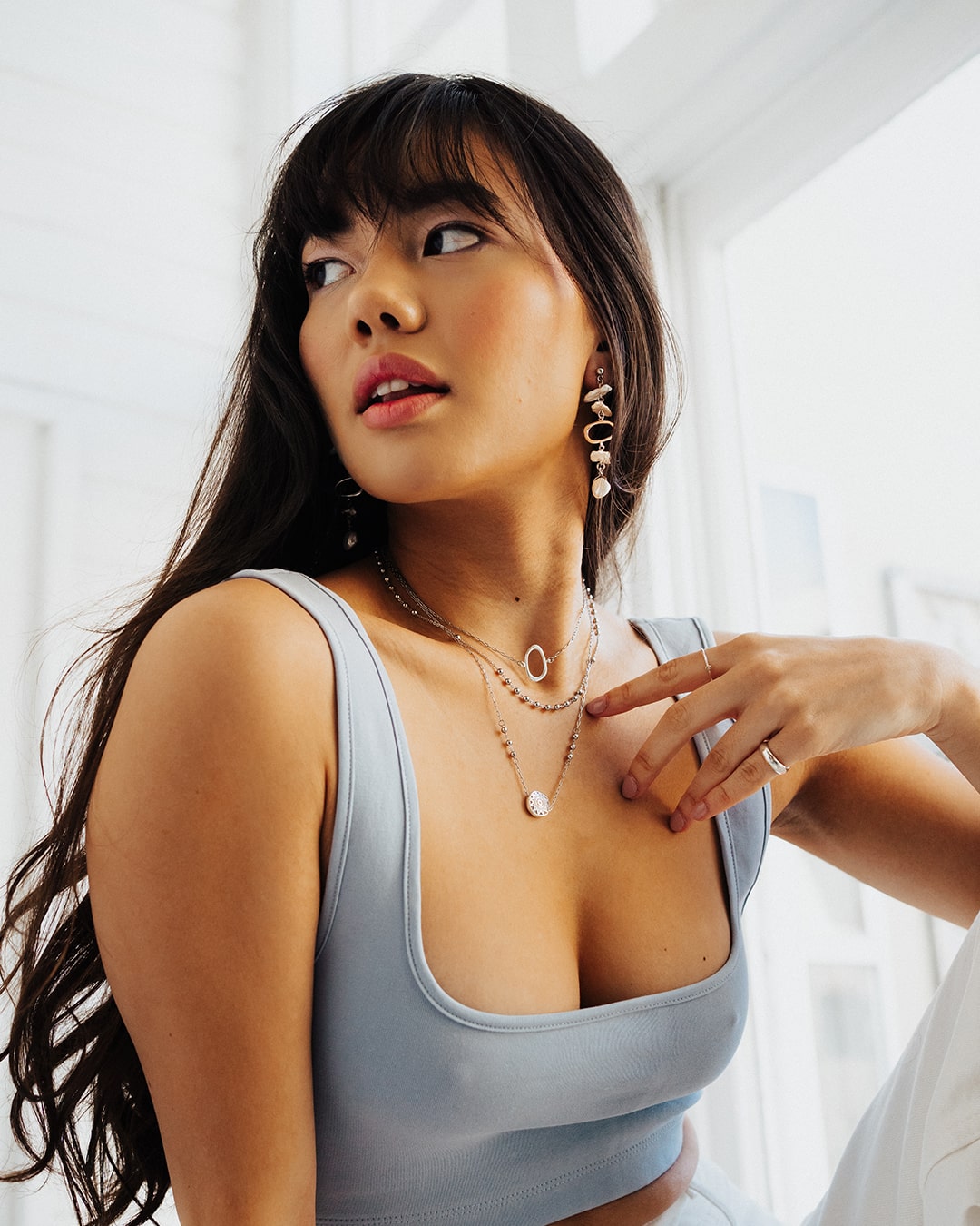 Biwa Boucles d'oreilles Argent