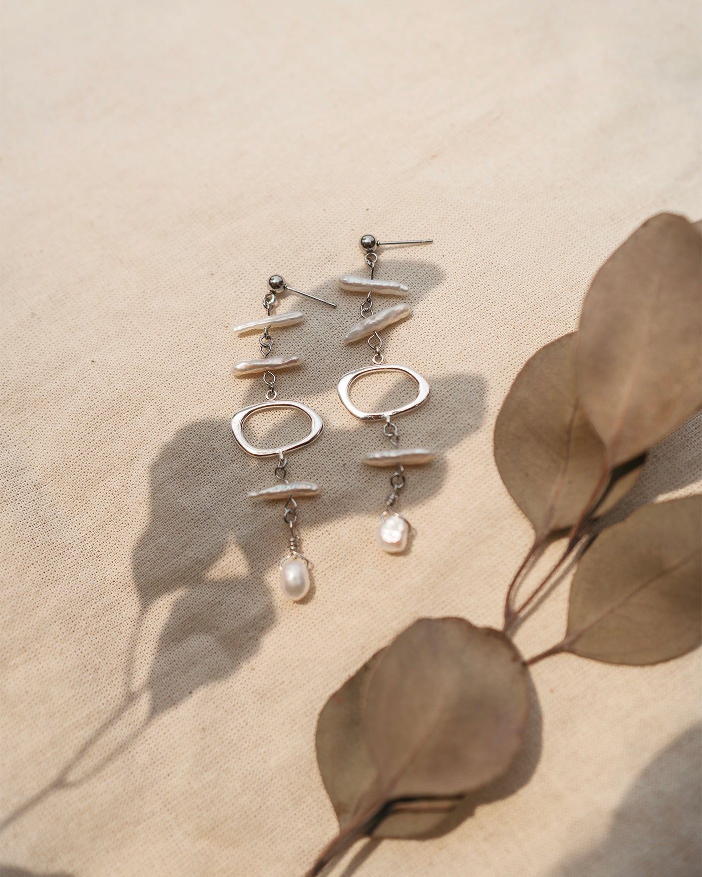 Biwa Boucles d'oreilles Argent