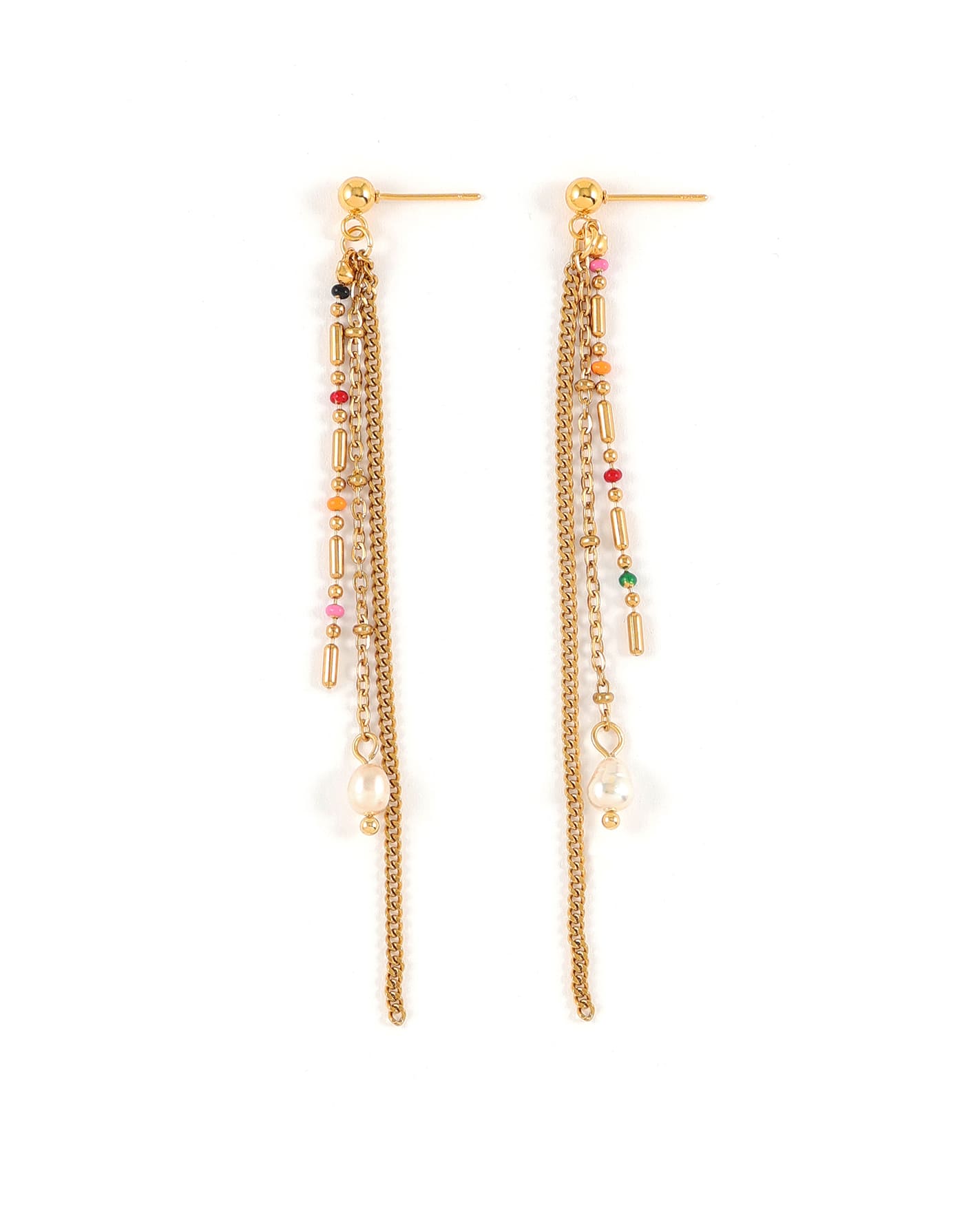 Boucles D'oreilles Fantaisie Pendantes Argentées - Occasion, Fermoir Clip, Acier Inoxydable