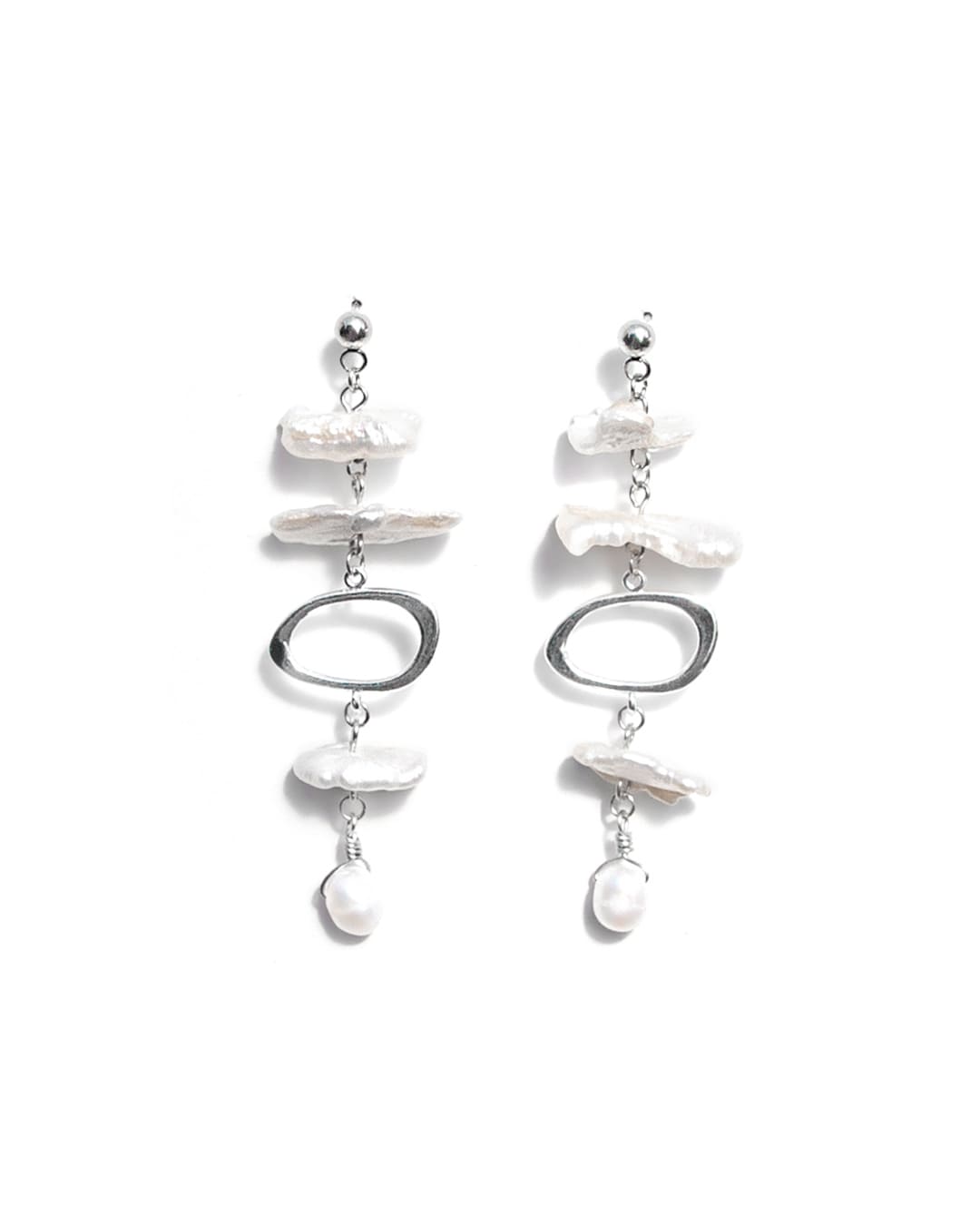 Biwa Boucles d'oreilles Argent