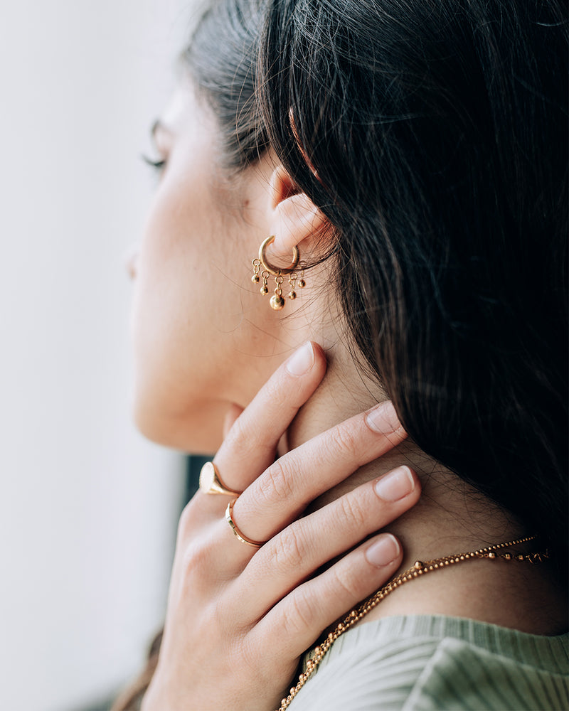 Lorno | Gold Beaded Hoop Earrings