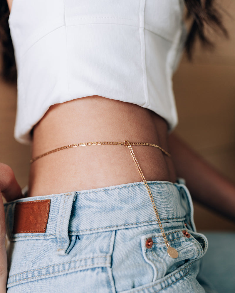 Raquel | Gold Flat Links Belly Chain