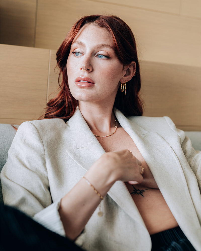 Jimmy | Gold Twisted Rectangular Hoop Earrings