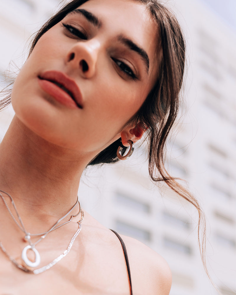 Pipe | Silver Chunky Oval Hoop Earrings