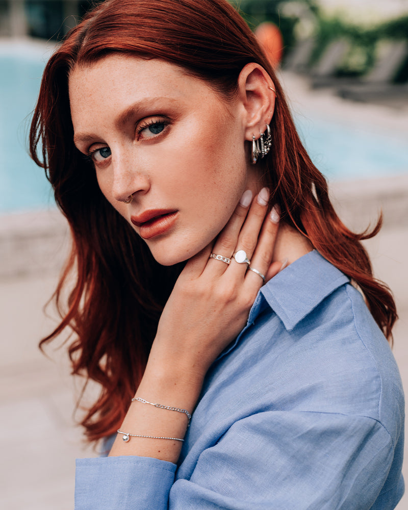 Lorno | Silver Beaded Hoop Earrings