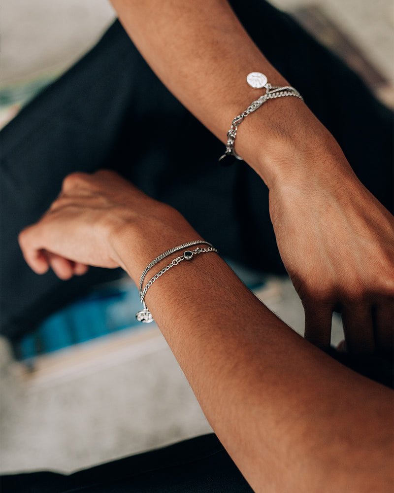 Beryl | Silver Multi-Strands Charm Bracelet