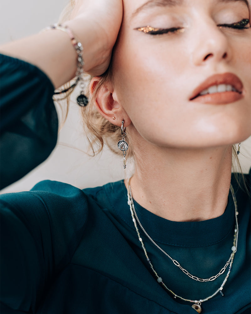 Donovan | Silver Beads And Pendants Layered Necklace