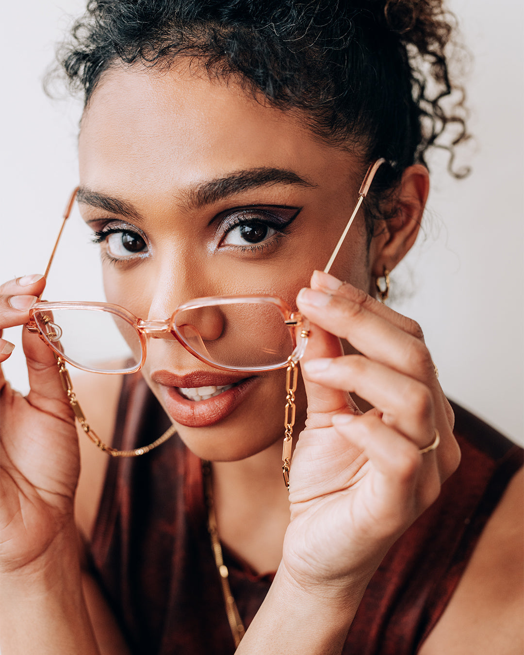 Frame Gold Glasses Chain