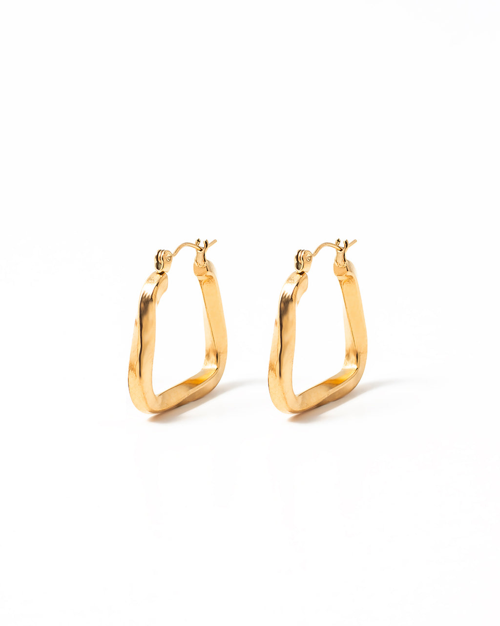 Jimmy | Gold Twisted Rectangular Hoop Earrings