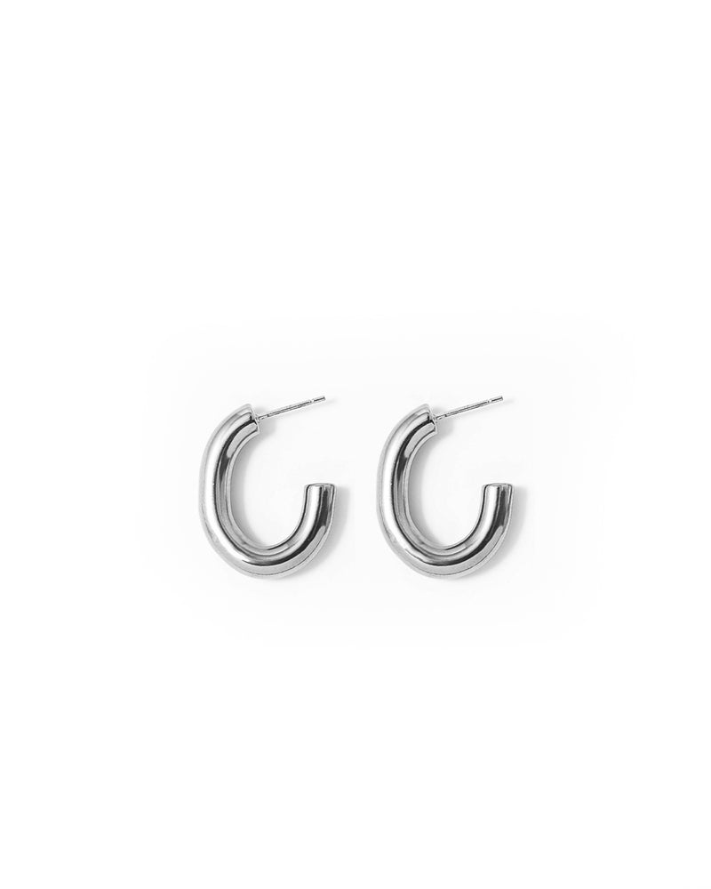 Pipe | Silver Chunky Oval Hoop Earrings