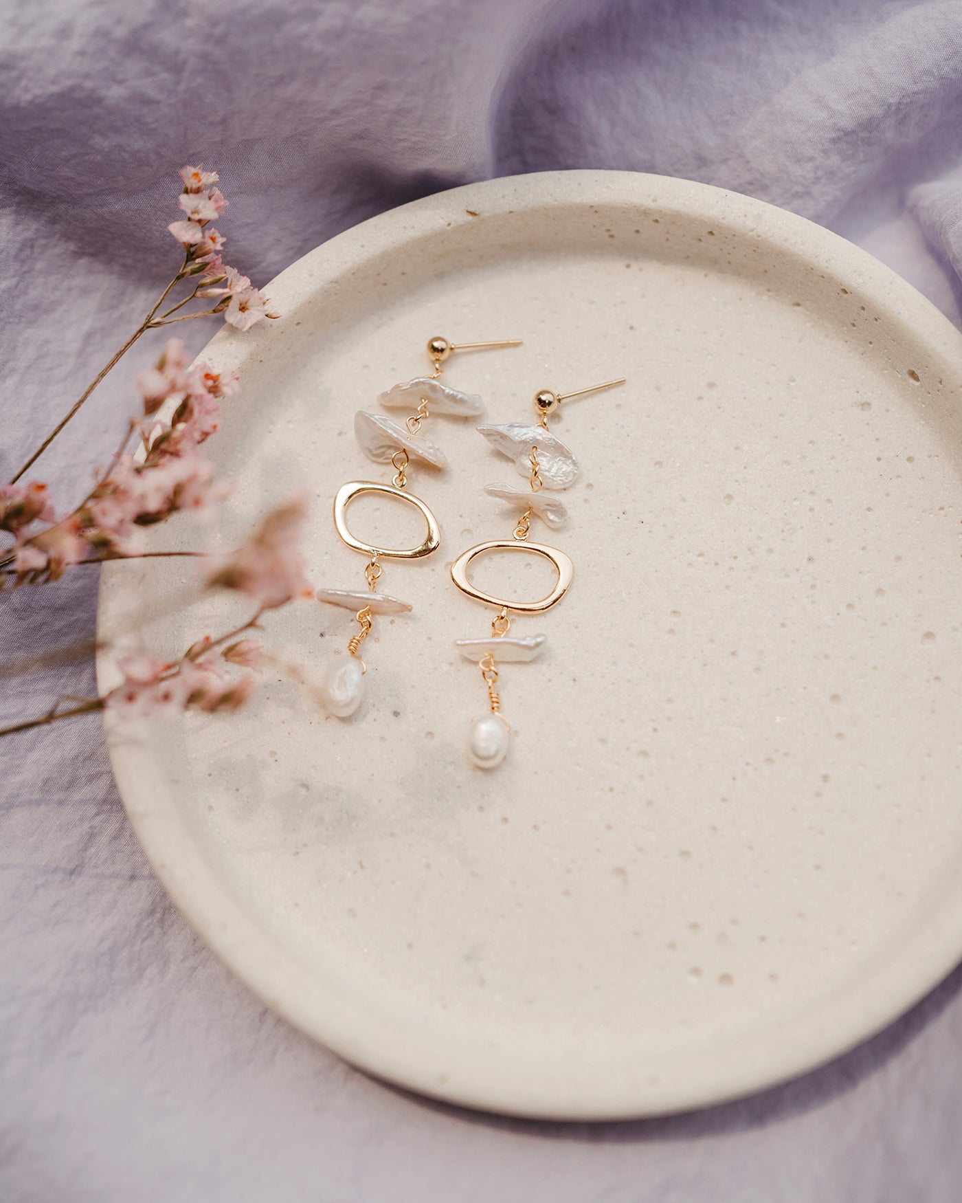 Biwa Gold Earrings