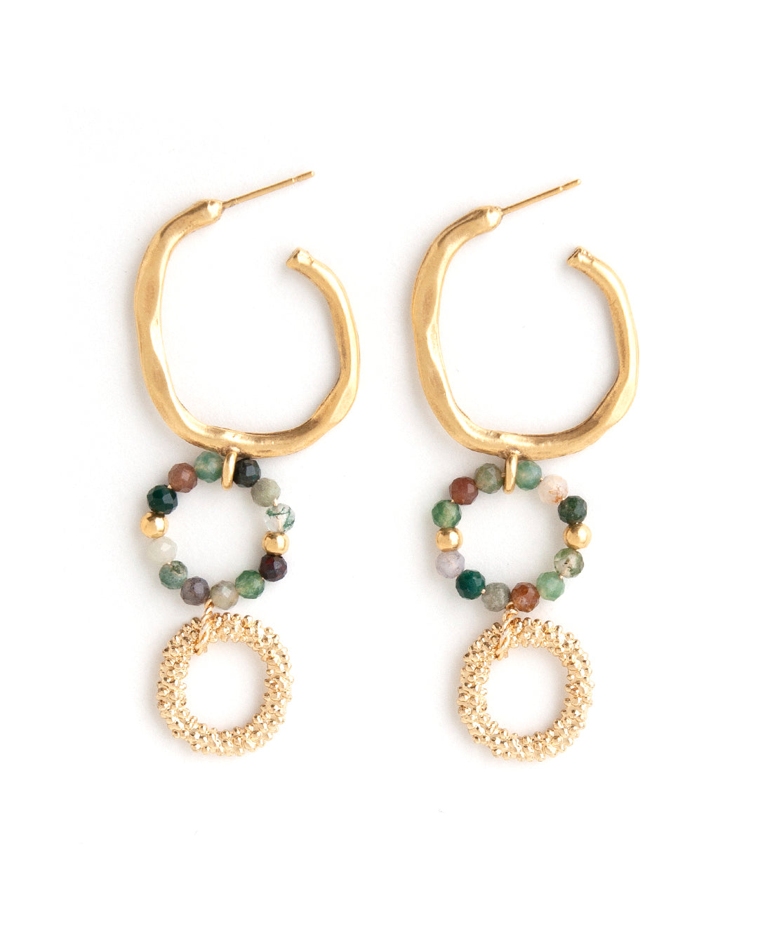 emery-gold-earrings-hoops-stones-green
