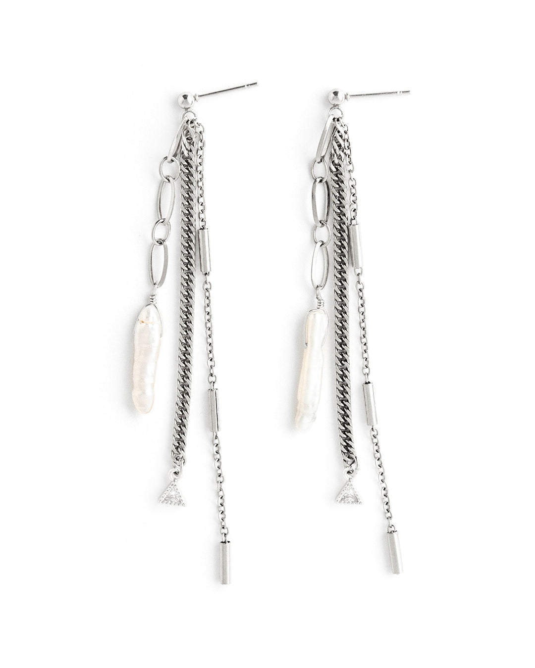 trellis-silver-earrings-long-chain-pearl