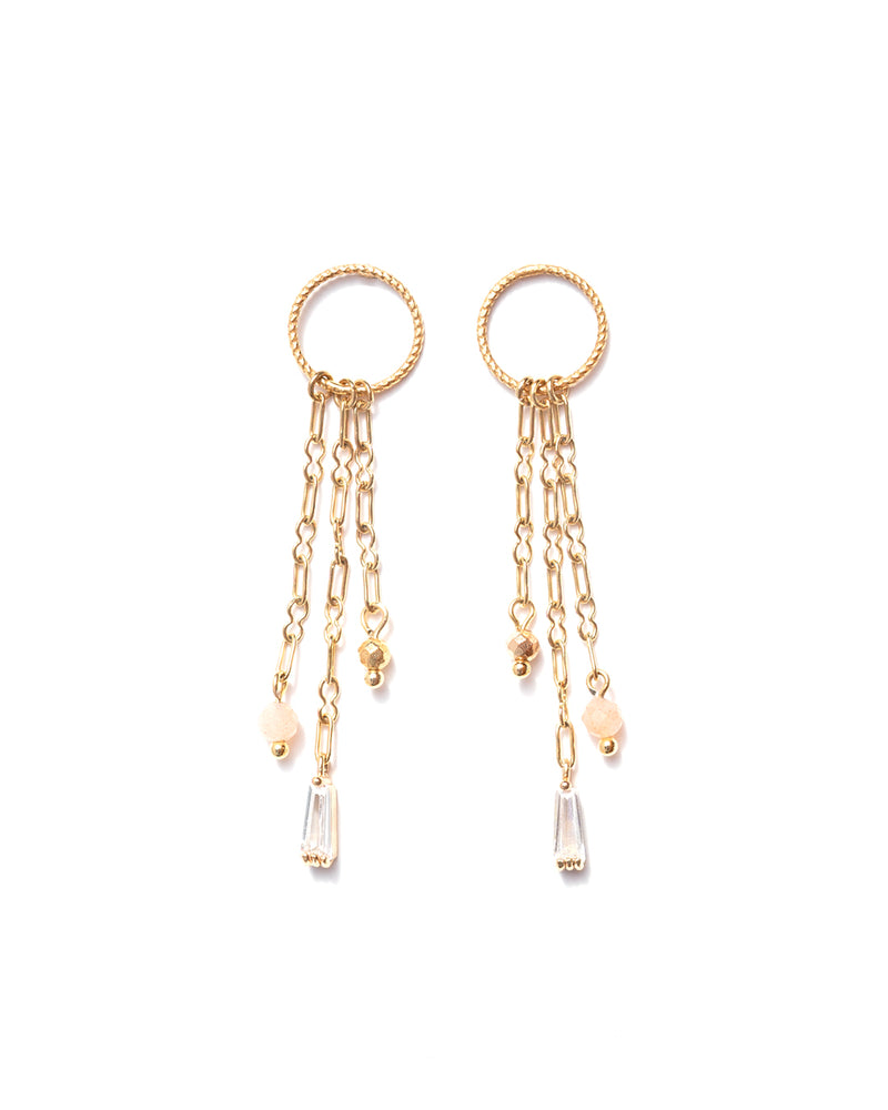 Charlie | Gold Hoop & Stones Earrings