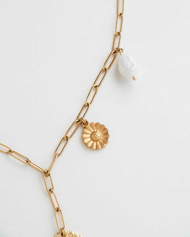 Botani | Gold Medallions And Pearl Necklace