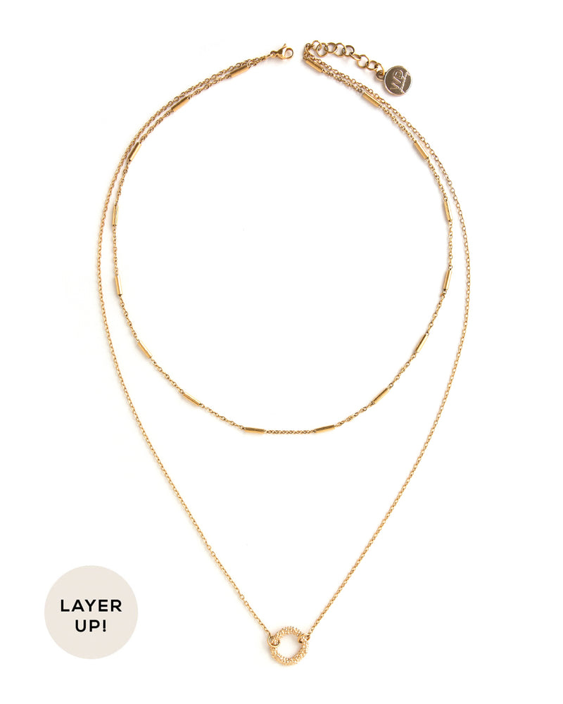Fontaine | Gold Chains And Stones Layered Necklace Set