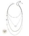 Fontaine | Silver Chains And Stones Layered Necklace Set
