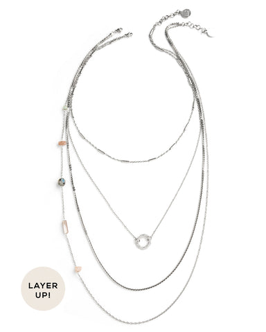 Mendez | Collier Lariat Long Perles Argent