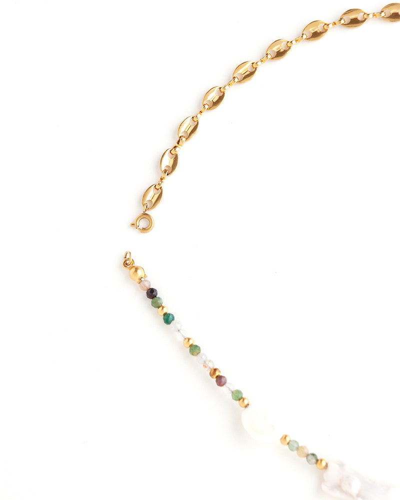Verger | Gold Stones And Pearls Necklace