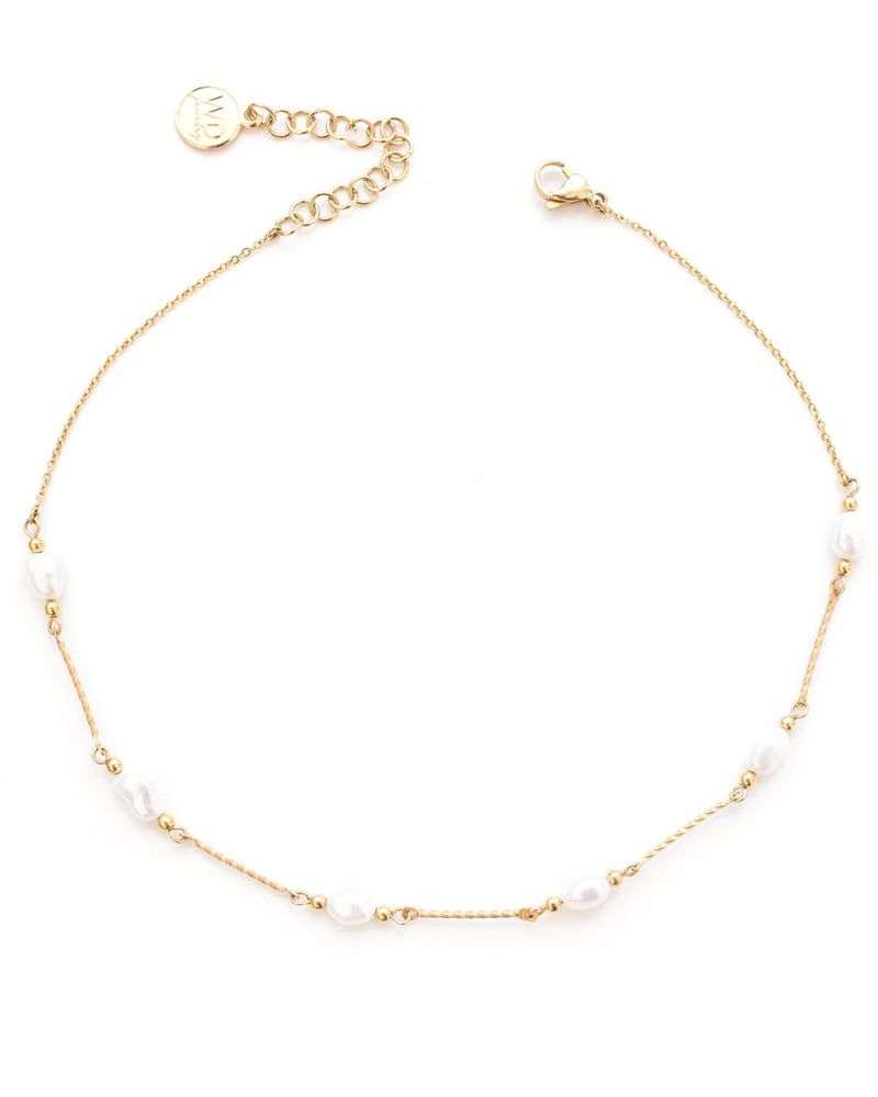 Coco | Gold Pearl Choker Necklace