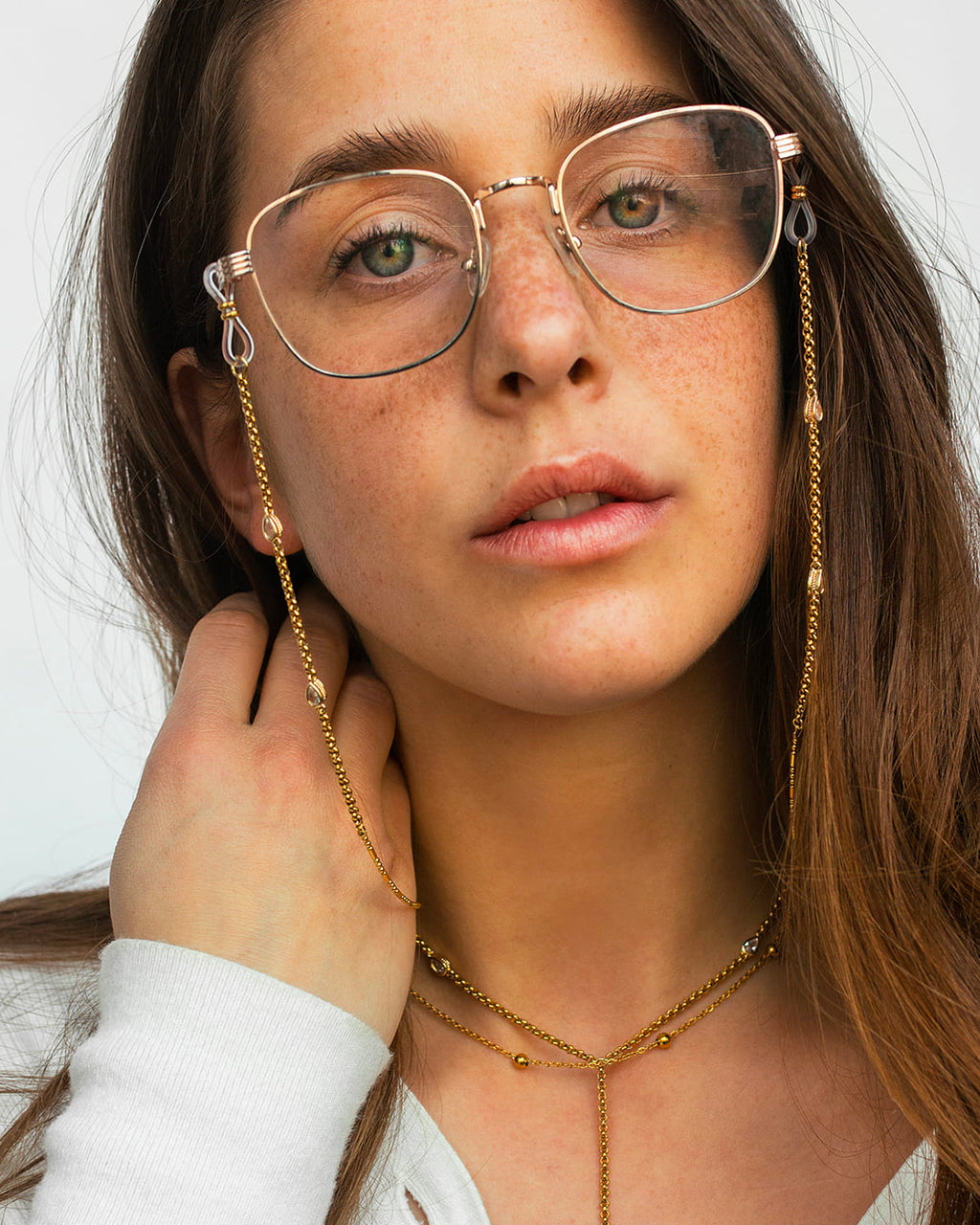 Claire  | Gold Crystal Glasses Chain