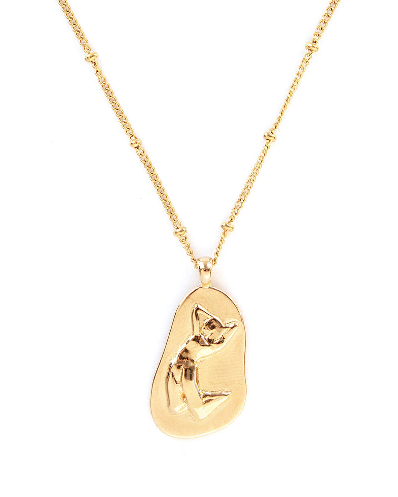 Flow | Gold Asymmetrical Woman Pendant Necklace