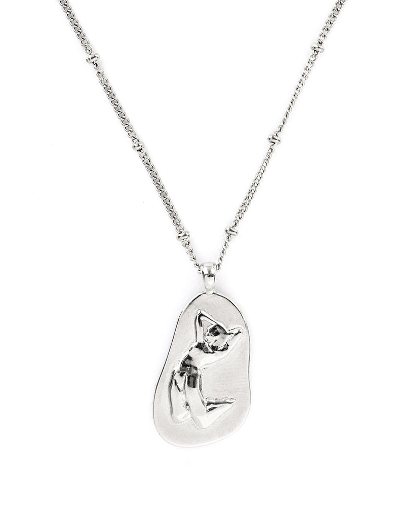 Flow | Silver Asymmetrical Woman Pendant Necklace