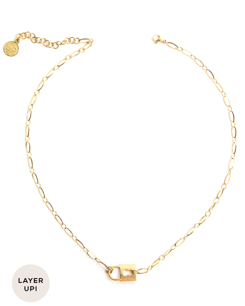 Luck | Gold Padlock Necklace Set