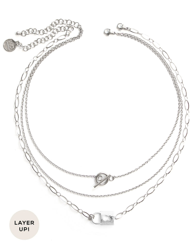 Luck | Silver Padlock Necklace Set