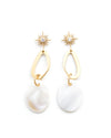 Milky | Gold Starburst Pendant Earrings