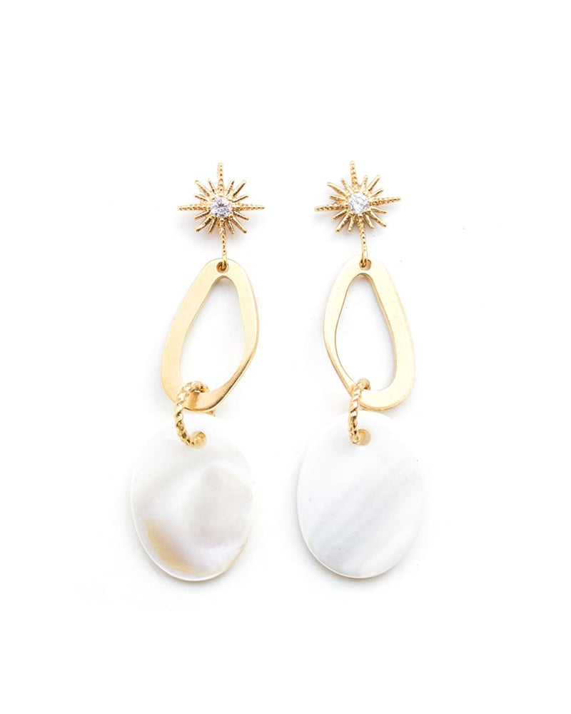 Milky | Gold Starburst Pendant Earrings