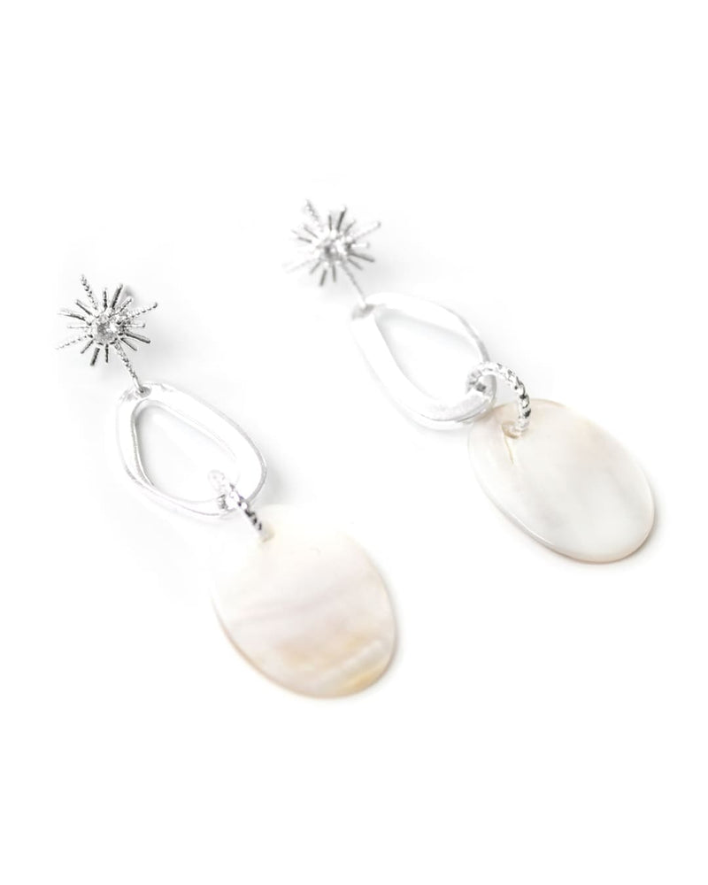 Milky | Silver Starburst Pendant Earrings