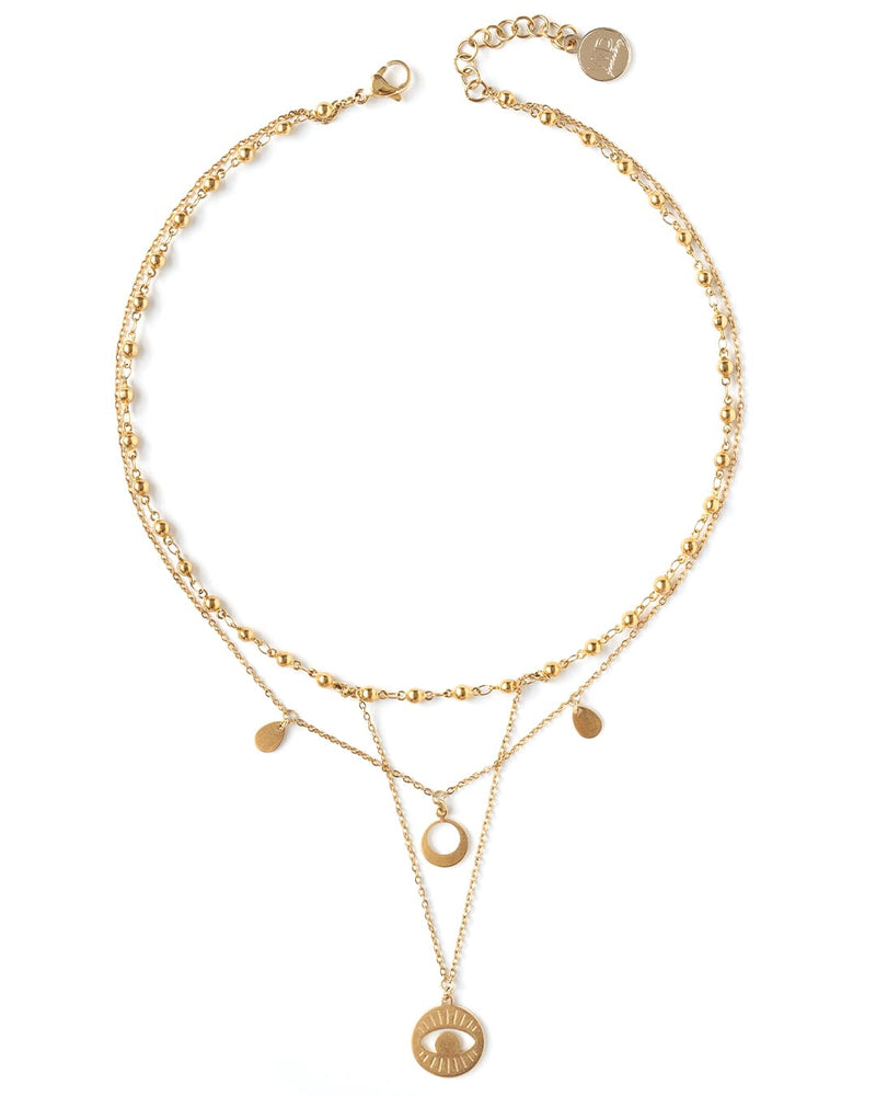Relic | Gold Short Layered Medallion Necklace