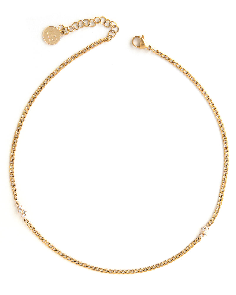 Strada | Gold Crystal And Chain Necklace