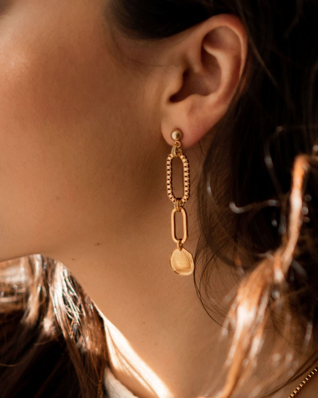 Venise | Gold Oval Links Earrings