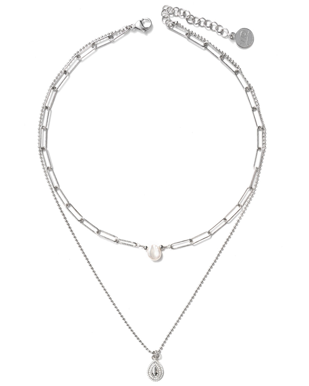 Arko | Silver Short Layered Pearl Necklace