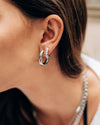 Cruz | Silver Crystal Hoop Earrings