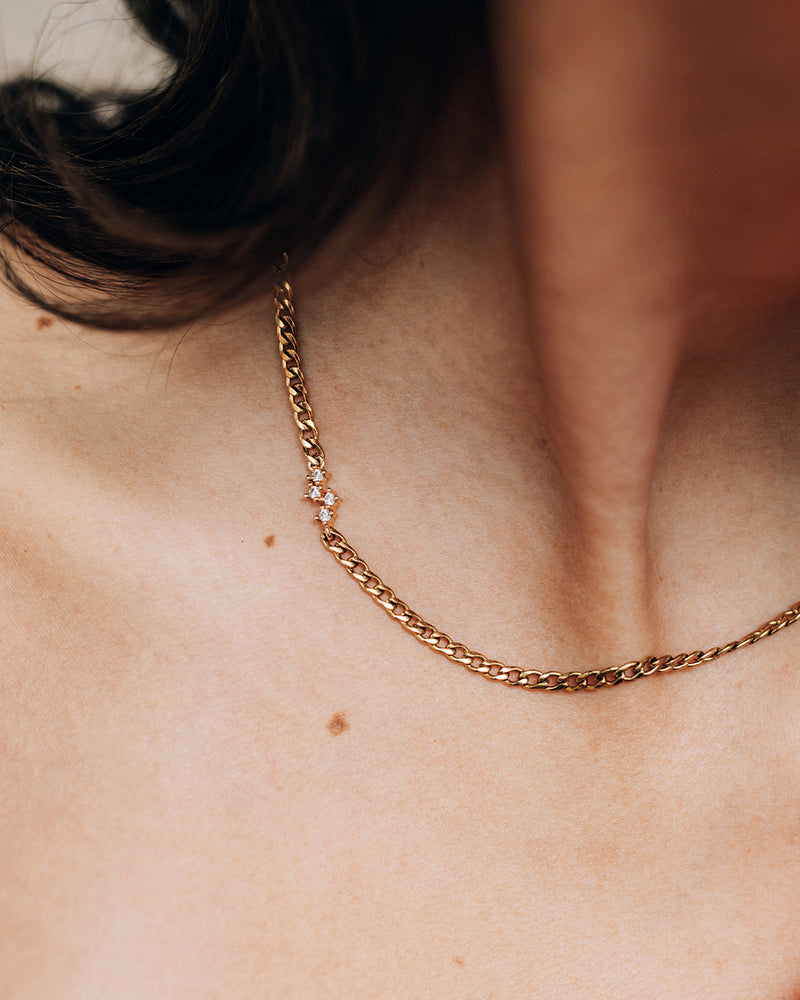 Strada | Gold Crystal And Chain Necklace