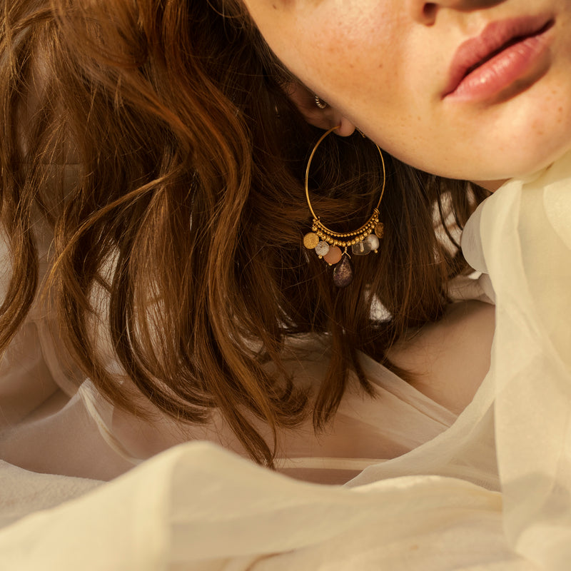 Coralie | Gold Hoop Charms Earrings