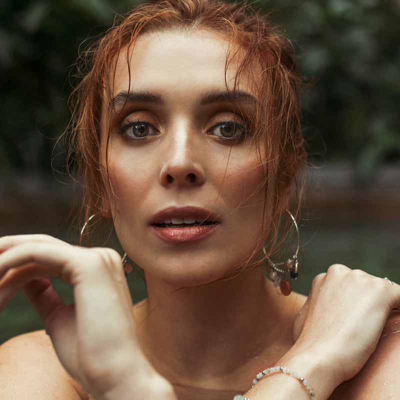 Coralie | Silver Hoop Charms Earrings